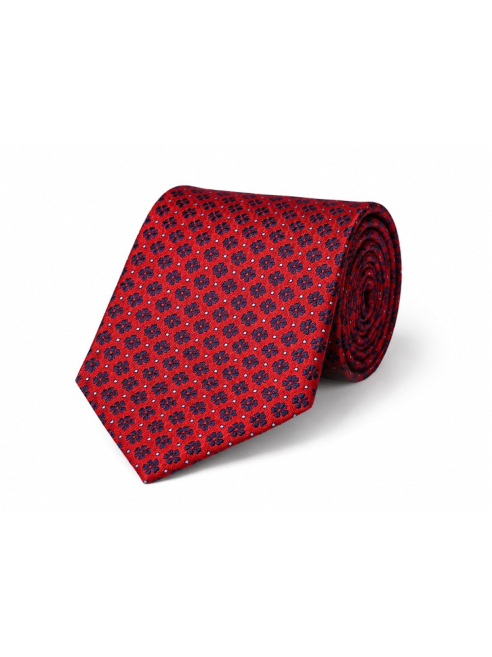 Roundtree & Yorke Trademark Men's Silk Tie Red Navy Floral Geometric 3” Necktie
